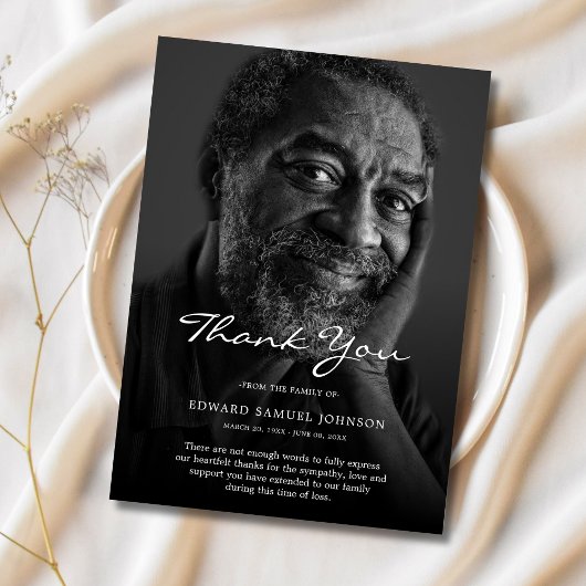 サンキューカスタム葬儀フォト悔やみや弔慰悲しい損失 サンキューカード