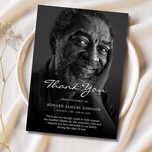 サンキューカスタム葬儀フォト悔やみや弔慰悲しい損失 サンキューカード