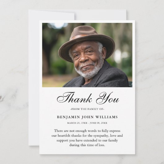 サンキューカスタム葬儀フォト悔やみや弔慰悲しい損失 サンキューカード (正面)