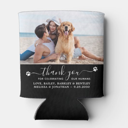 サンキューカスタム2ペットフォトドッグ結婚式の引き出物 缶クーラー (裏面)