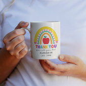 サンキューカラフル先生感謝レインボー コーヒーマグカップ