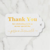 サンキューカリグラフィゴールドフォイル結婚式の引き出物 ギフトタグ (正面 (横))