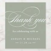 サンキューカリグラフィースクリプト（編集可能な色） ワインラベル (シングルラベル)