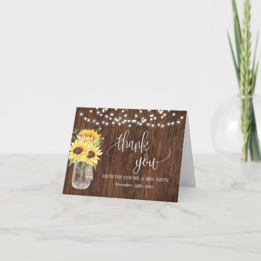 サンキューカントリーサンフラワーズ結婚ブライダル サンキューカード (正面)