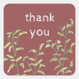 サンキューカントリー素朴ボタニカル葉 スクエアシール