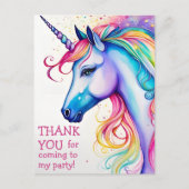 サンキューカードお洒落ユニコーン誕生日はがき ポストカード (正面)