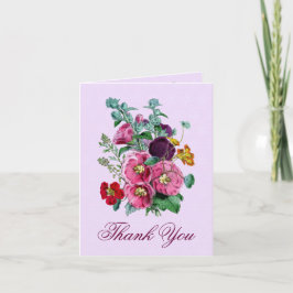 サンキューカードとヴィンテージHollyhock開花V09 サンキューカード