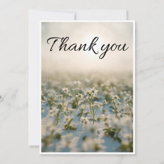 サンキューカードに散在する小さな白い花 サンキューカード