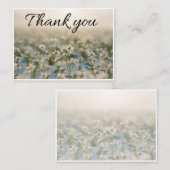 サンキューカードに散在する小さな白い花 ノートカード (正面/裏面)
