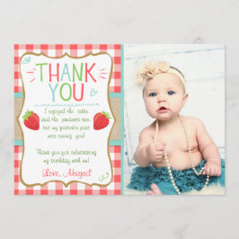 サンキューカードのいちごの最初誕生日の夏 サンキューカード