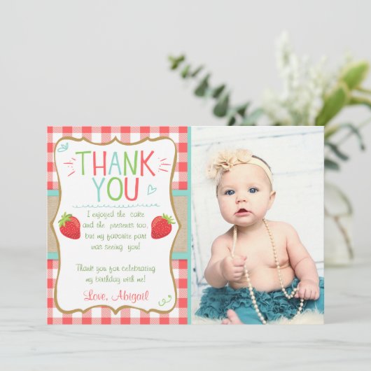 サンキューカードのいちごの最初誕生日の夏 サンキューカード (スタンド正面)