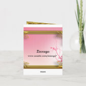 サンキューカードのエリートのピンクの白いバラの金ゴールド サンキューカード (裏面)