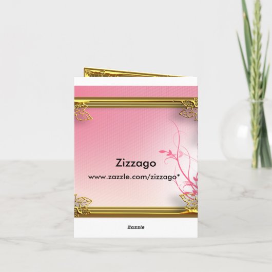 サンキューカードのエリートのピンクの白いバラの金ゴールド サンキューカード (裏面)