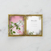 サンキューカードのエリートのピンクの白いバラの金ゴールド サンキューカード (内部)