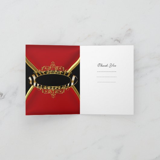 サンキューカードのエレガントで赤いシマウマの黒の金ゴールド サンキューカード (内部)