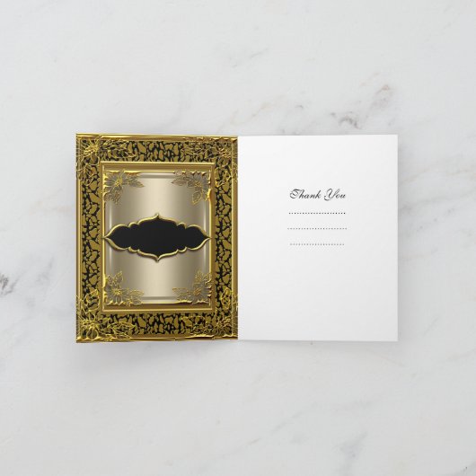 サンキューカードのエレガントなコーヒー黒の金ゴールド サンキューカード (内部)