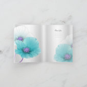 サンキューカードのティール（緑がかった色）の青い紫色の白いケシ サンキューカード (内部)