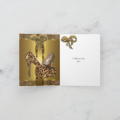 サンキューカードのハイヒールの靴のヒョウの金ゴールドの弓 サンキューカード (内部)