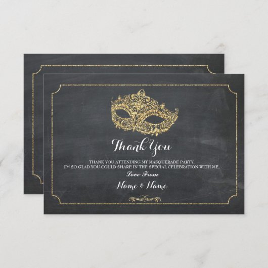 サンキューカードの仮面舞踏会のマスクのパーティーのグリッター サンキューカード (正面/裏面)
