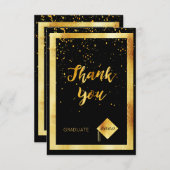 サンキューカードの卒業黒金ゴールド紙吹雪 サンキューカード (正面/裏面)