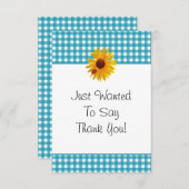 サンキューカードの夏のヒマワリのギンガム サンキューカード (正面/裏面)