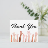 サンキューカードの多様な手のグループ ポストカード (スタンド正面)