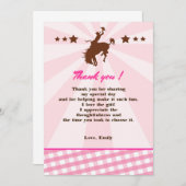 サンキューカードの女の子の誕生日のロデオの女性のカーボーイのピンク サンキューカード (正面/裏面)