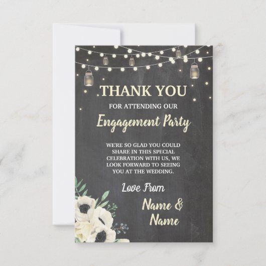 サンキューカードの婚約のホタルのチョークの花柄 サンキューカード (正面)