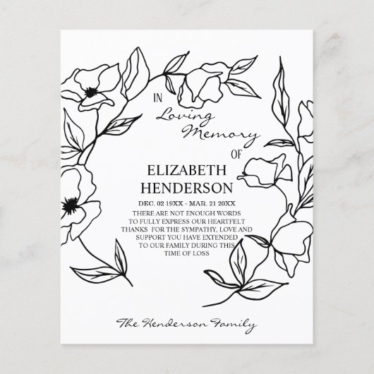 サンキューカードの悔やみや弔慰と花のメモリ。 チラシ (正面)