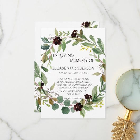 サンキューカードの悔やみや弔慰 サンキューカード (正面/裏面インサイチュ)