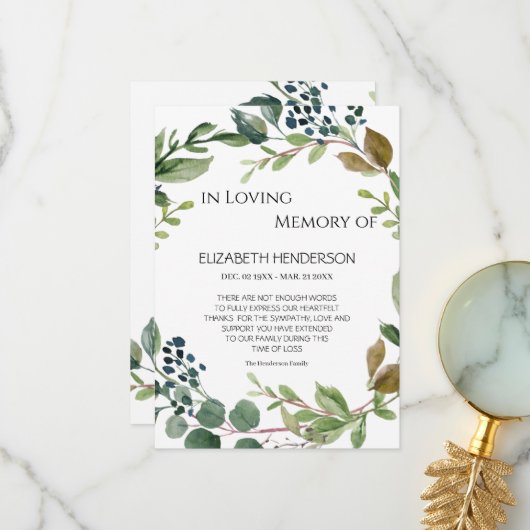 サンキューカードの悔やみや弔慰 サンキューカード (正面/裏面インサイチュ)