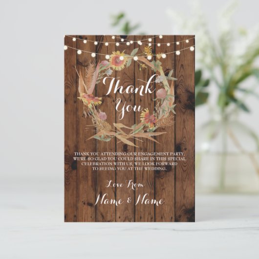 サンキューカードの秋のリースの木製の素朴な冬 サンキューカード (スタンド正面)