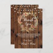 サンキューカードの秋のリースの木製の素朴な冬 サンキューカード (正面/裏面)