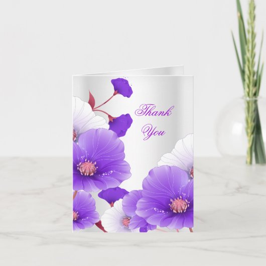 サンキューカードの紫色の白いケシ サンキューカード (正面)