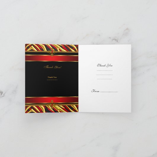サンキューカードの誕生会の赤いシマウマの金ゴールドの黒 サンキューカード (内部)