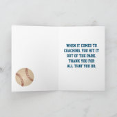 サンキューカードの野球コーチ カード (内部)