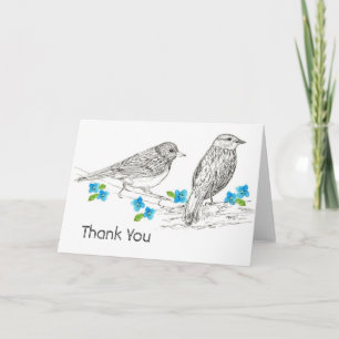 サンキューカードの鳥の青によっては自然の引が開花します サンキューカード