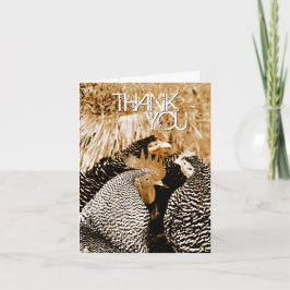 サンキューカードを結婚しているセピア色の調子の鶏 サンキューカード