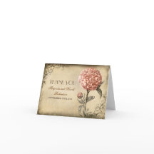 サンキューカードを結婚するピンクのシャクヤクの花のヴィンテージ