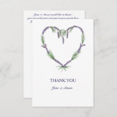 サンキューカードを結婚するラベンダーのハート サンキューカード (正面/裏面)
