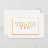 サンキューカードを結婚する白及び金ゴールドの(紋章の)フラ・ダ・リ サンキューカード (正面/裏面)