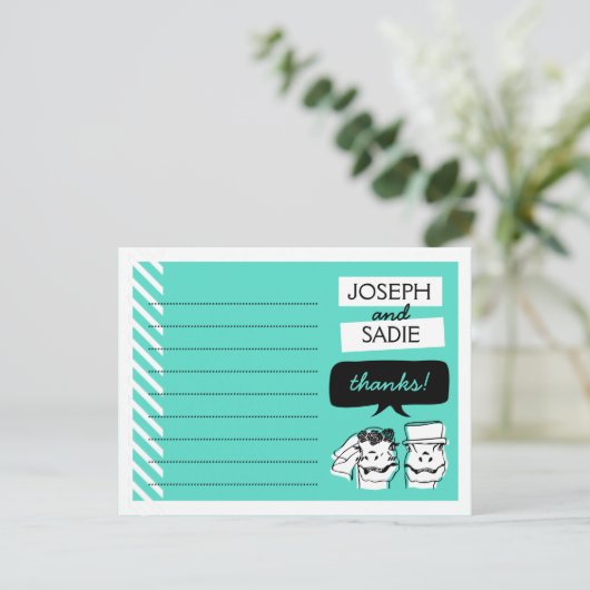 サンキューカードを(ストライプのな)結婚しているレトロの猛禽 ポストカード (スタンド正面)