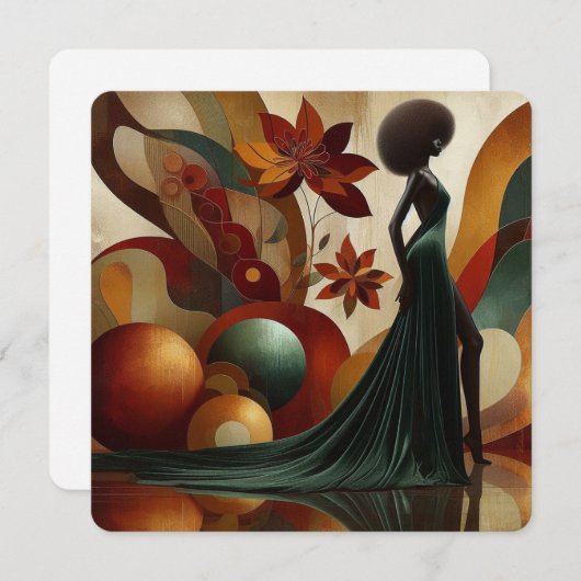 サンキューカードアフリカ系アメリカ人女性抽象芸術 (正面/裏面)