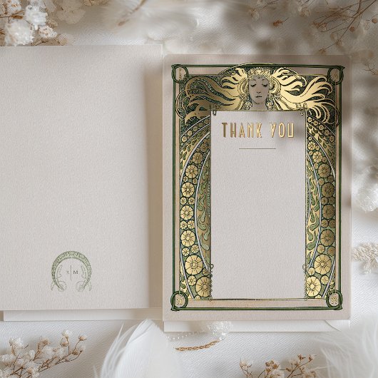サンキューカードアールヌーボーミュシャヴィンテージデコ 箔招待状