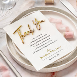 サンキューカードイン3D金ゴールド文字設計 招待状