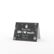 サンキューカードウィンターワンダーランド雪だるまミントブルー