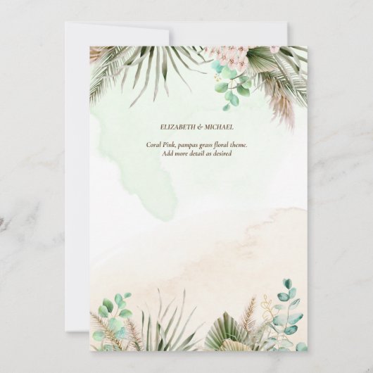 サンキューカードカスタムフォト文字結婚の葉 セーブザデート (裏面)