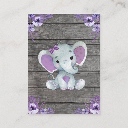 サンキューカードガールエレファントシャワーパープル素朴 エンクロージャーカード (裏面)