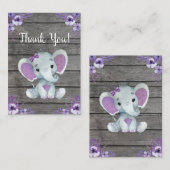 サンキューカードガールエレファントシャワーパープル素朴 エンクロージャーカード (正面/裏面)