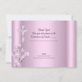 サンキューカードガールファースト聖餐式レースピンク サンキューカード (裏面)